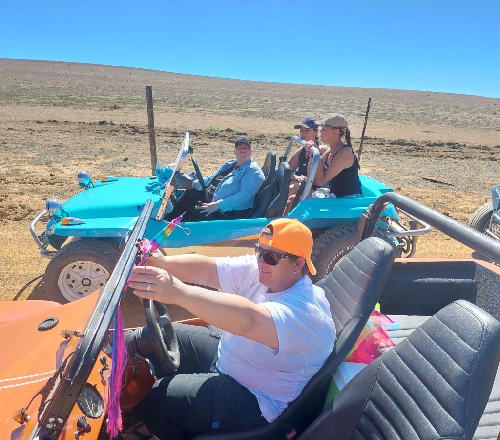 Driving the farm roads on the Wild Buggers Amazing Race.