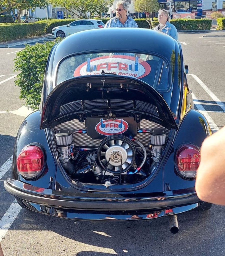 Dave Rowley of Flat Four Racing with his VW classic Beetle at the Wild Buggers club run.