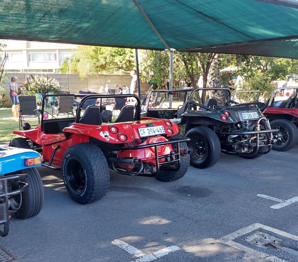 Anton Horn’s custom VW beach buggy with air-cooled engine and chrome finishes at a Wild Buggers club run.