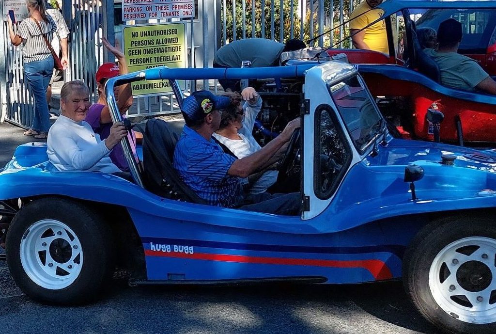 Jessie Huggett in his VW classic Kestrel cart beach buggy called Hugg Bugg.