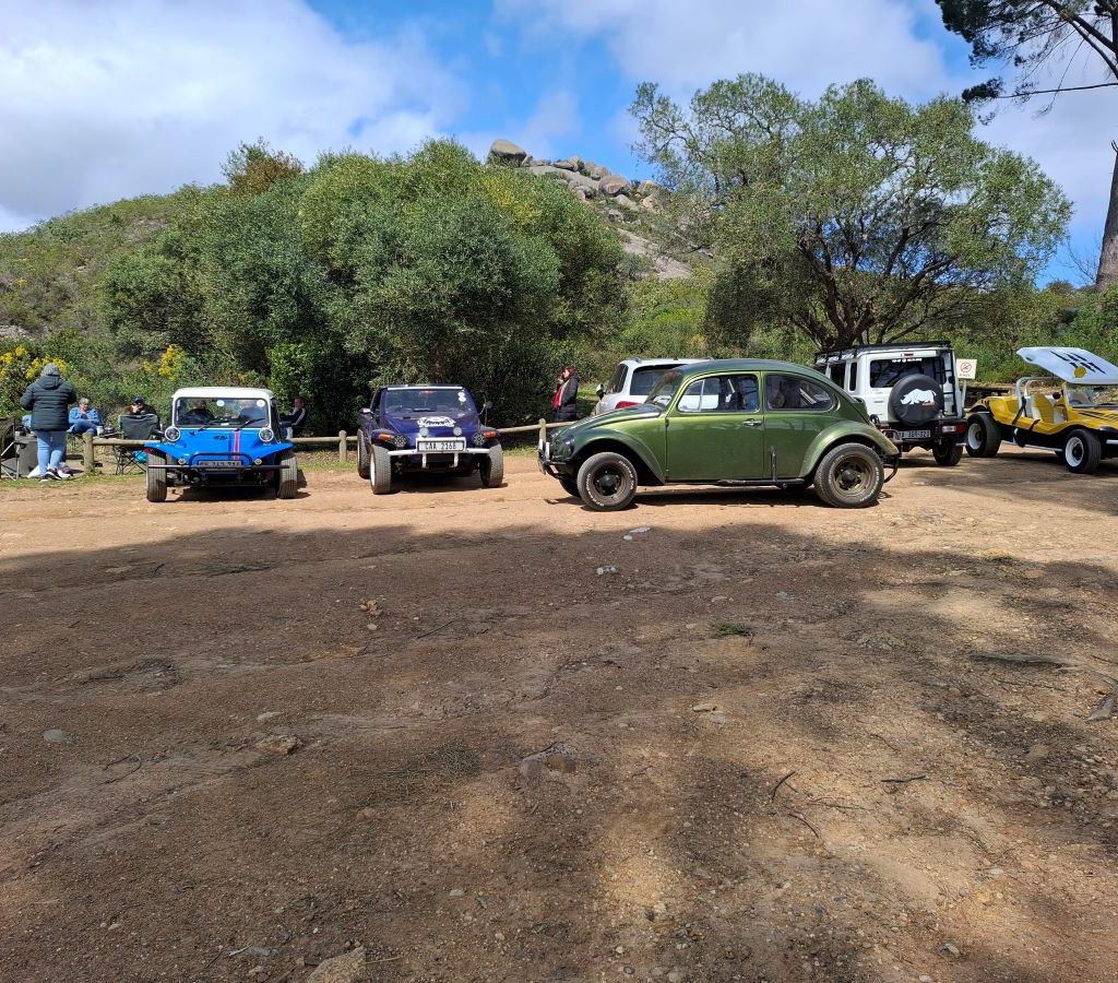 The buggies of Jess, Mickey, Chris, and Erica's Kango parked together during a Wild Buggers event.