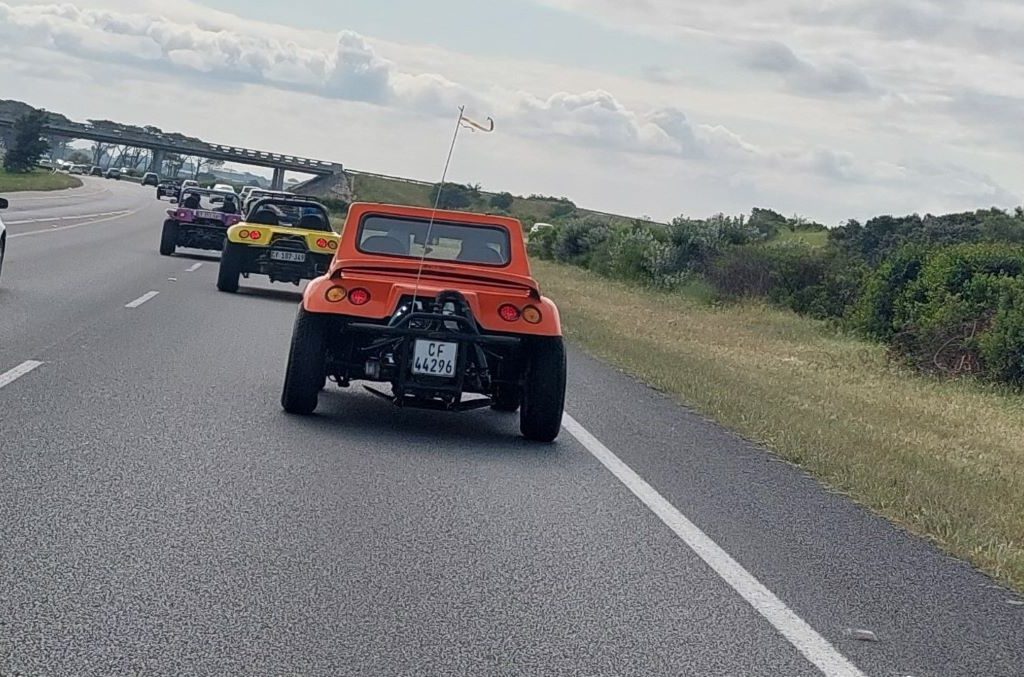 Four beach buggies heading home after missing the Strand turnoff during the Wild Buggers Winelands Breakfast Run.