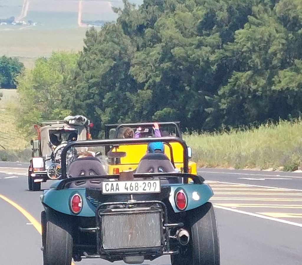 Louis driving his Beamish beach buggy with a Nissan 1400 water-cooled motor during the Wild Buggers Winelands Breakfast Run.