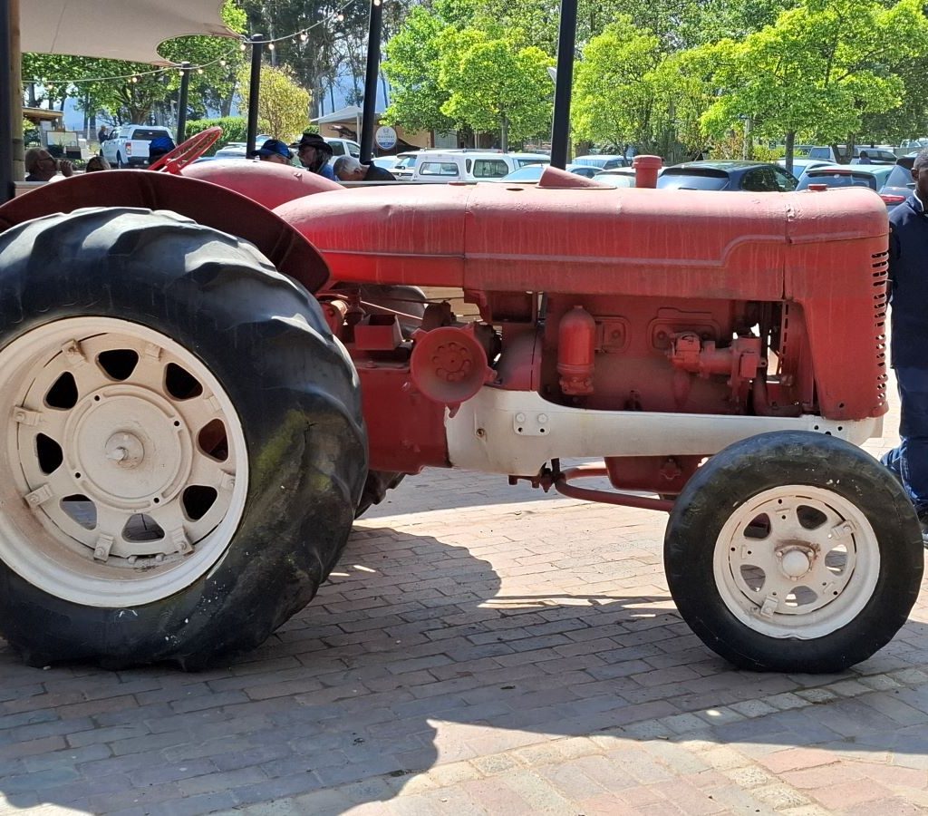 A tractor at Peregrine Farm Stall in Grabouw during the Wild Buggers Winelands Breakfast Run.