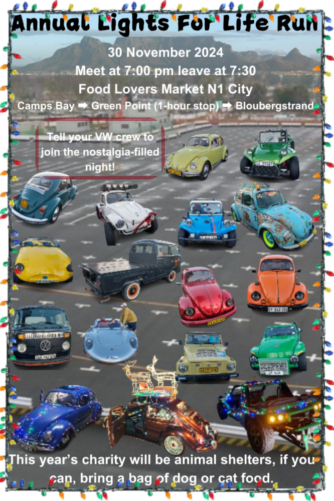 Annual Lights for Life VW Cruise | Cape Town Night Run