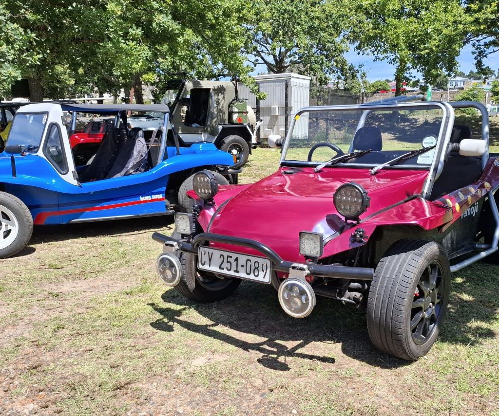 Gary & Isabel’s pink Beamish Beach Buggy, Emoji, powered by a 1600 twin-port VW air-cooled Beetle motor, captured during the Wild Buggers Christmas Run 2024.