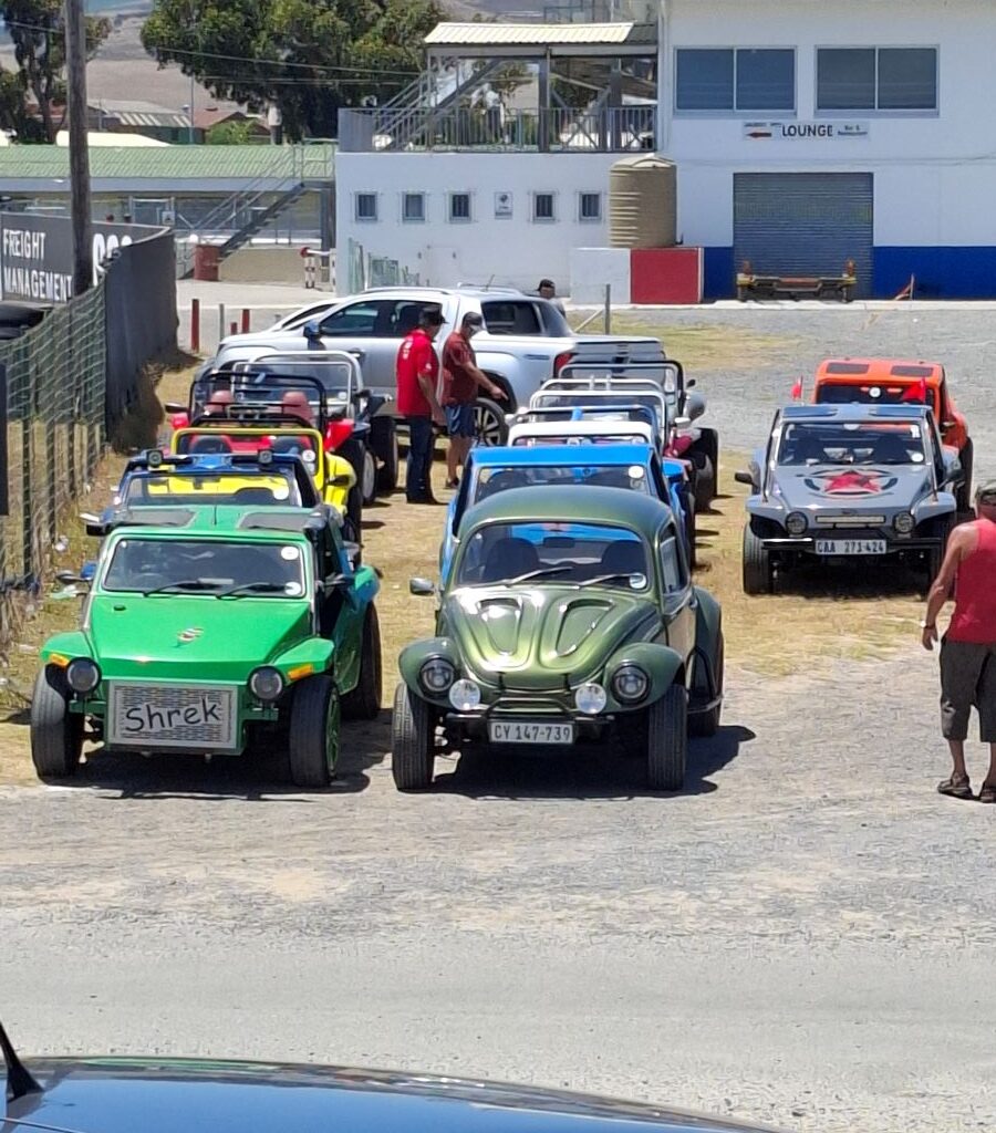 Wild Buggers Beach Buggy Club's charity run at Killarney International Raceway, with beach buggies parked and ready for the event.