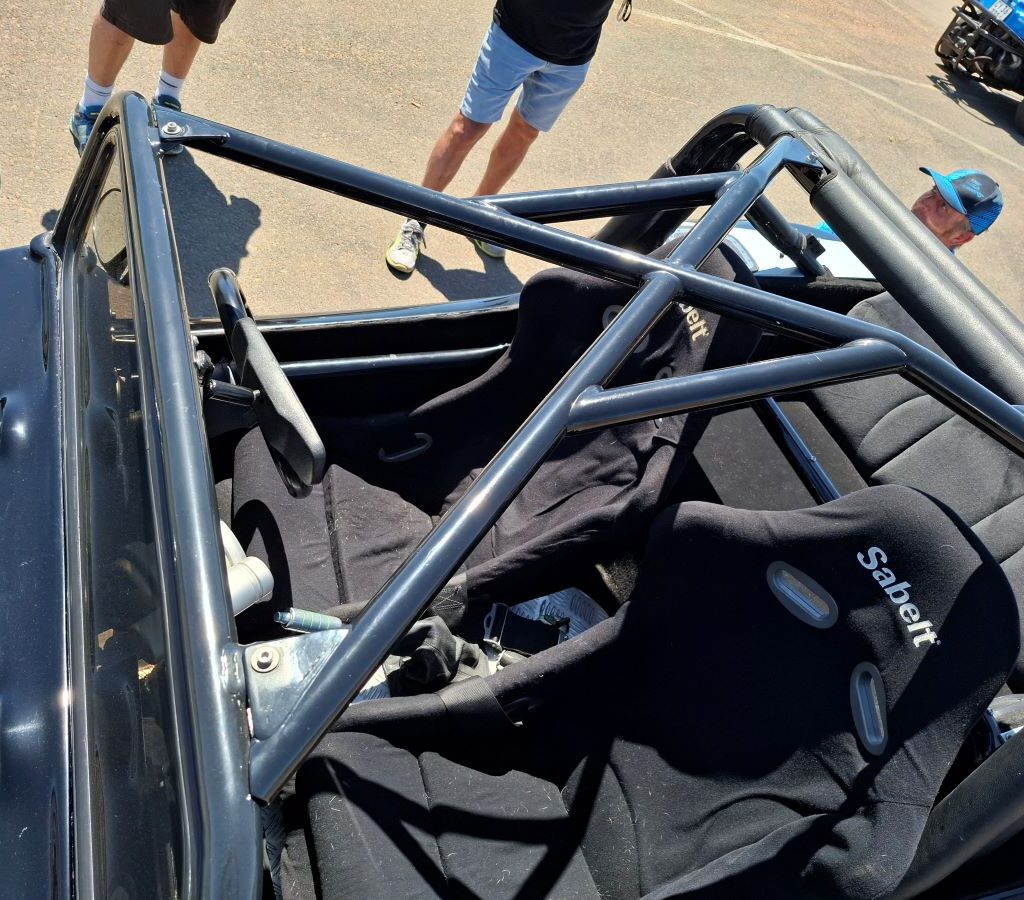 Close-up of a black Beamish beach buggy at the Wild Buggers Beach Buggy Club's Killarney International Raceway charity run.