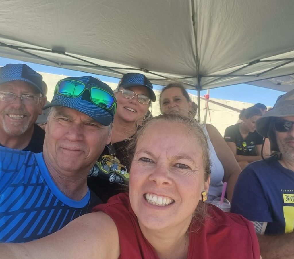 Selfie of Wild Buggers Beach Buggy Club members at the Killarney International Raceway charity run.