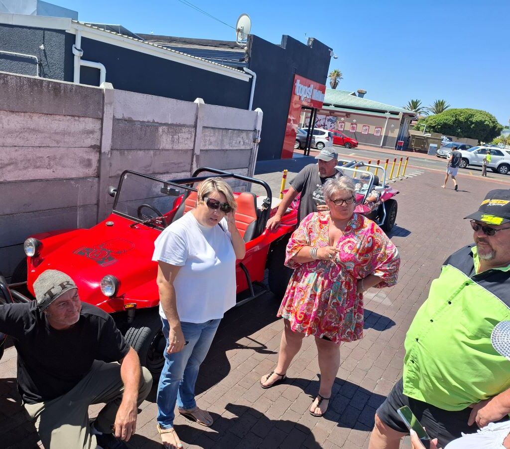 Wild Buggers Beach Buggy Club members at Melkbosstrand for ice cream after a pre-run organization trip for their Killarney International Raceway charity event.