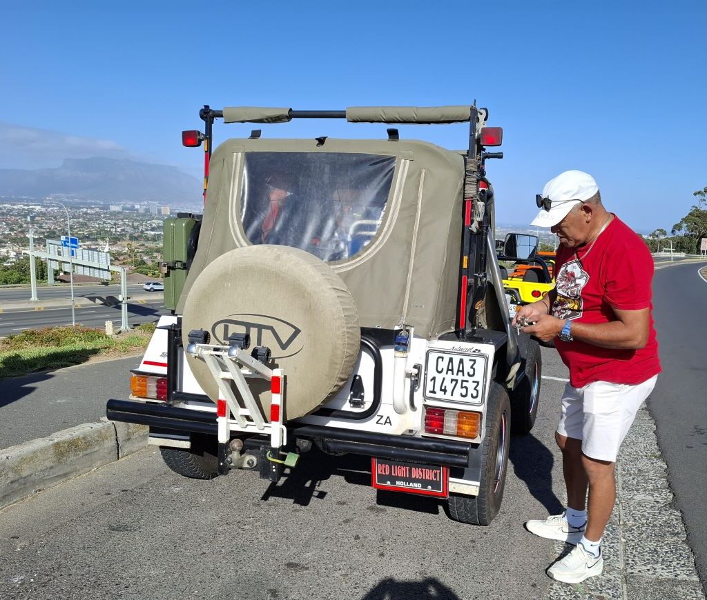 Faizal's Jeep ready for the Wild Buggers Valentine's Run at Lovers Lane Plattekloof Hill. Red and white attire optional (but encouraged!).