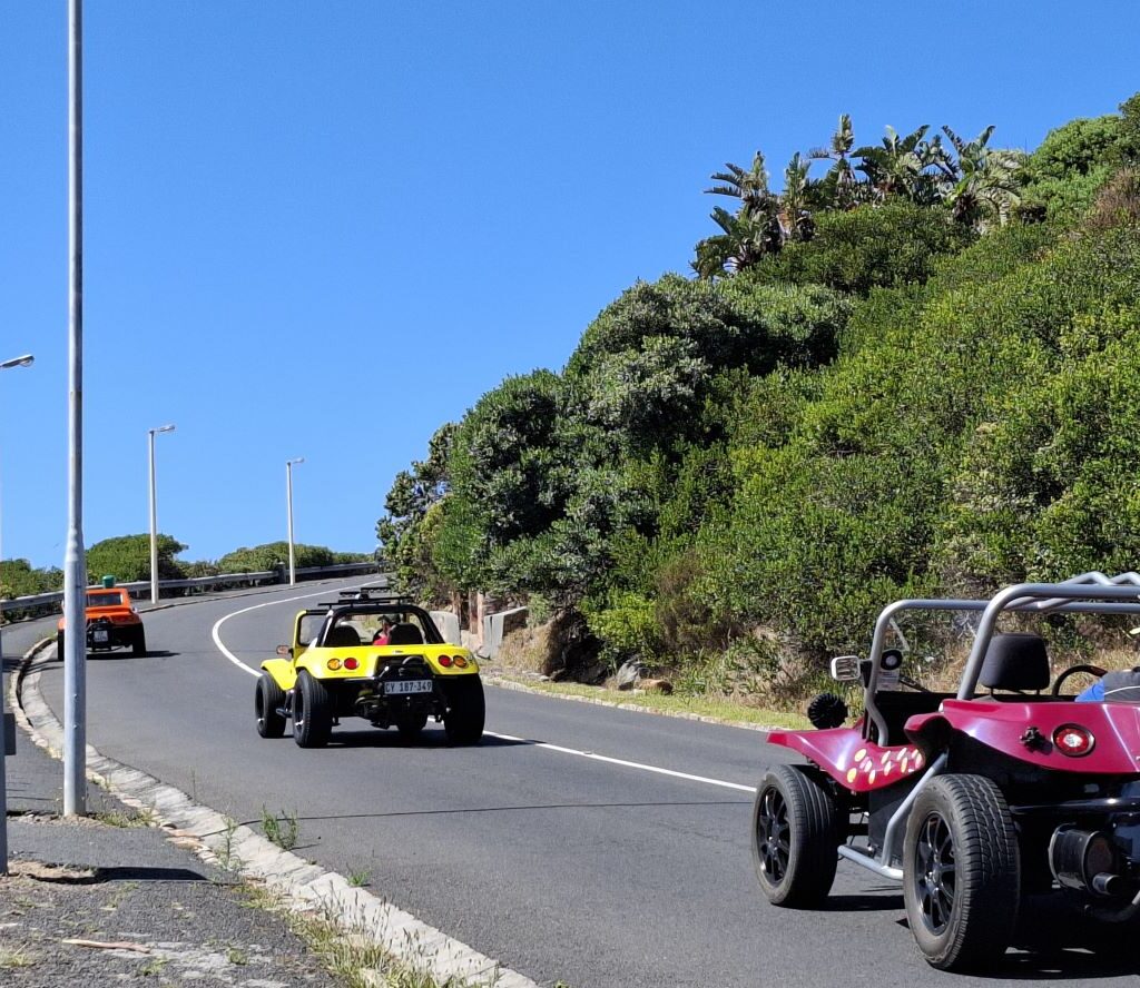 Wild Buggers Beach Buggy Club members on the road again, following Brent, Anthony, and Gary's beach buggies during their scenic Valentine's Day run. Classic VWs cruising!