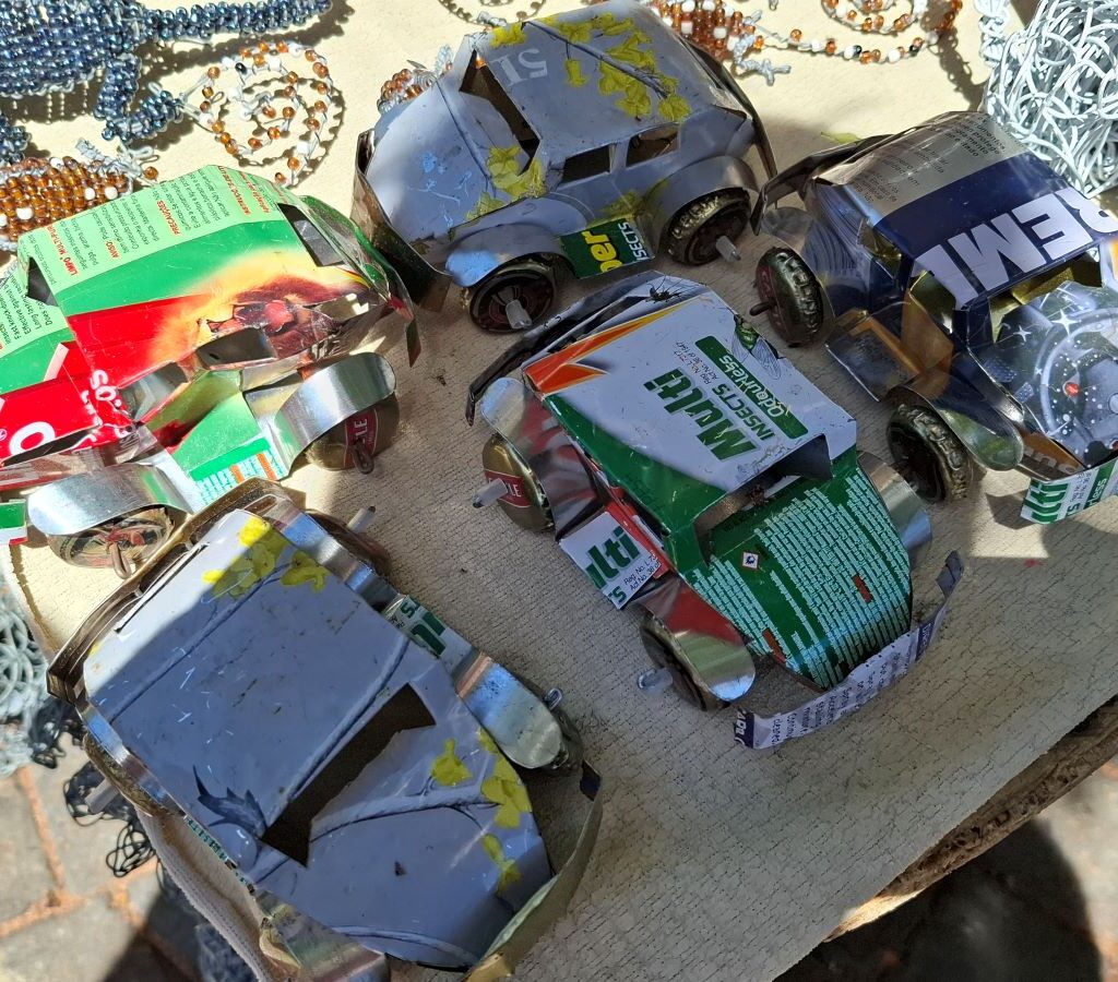Miniature VW Beetle models, handcrafted by locals and for sale at stalls in Simon's Town, a stop on the Wild Buggers Beach Buggy Club's Valentine's Day run.