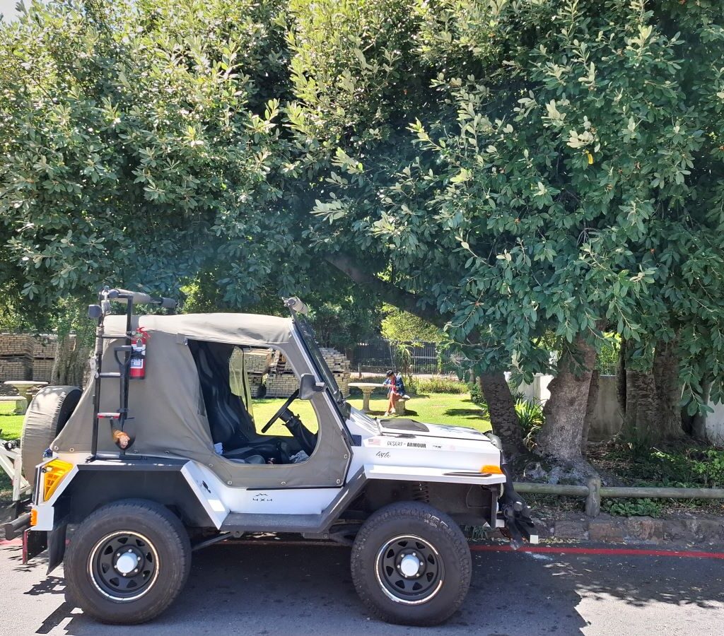 Faizal and Ayesha Williams' Jeep parked at a scenic spot where the Wild Buggers Beach Buggy Club stopped for ice cream during their Valentine's Day run.