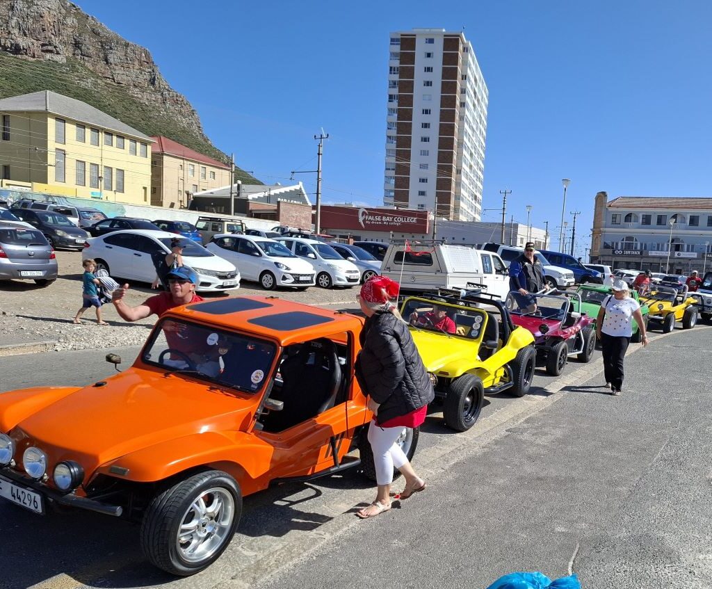 The Wild Buggers Beach Buggy Club members stop for coffee at Surfers Corner in False Bay during their Valentine's Day run.