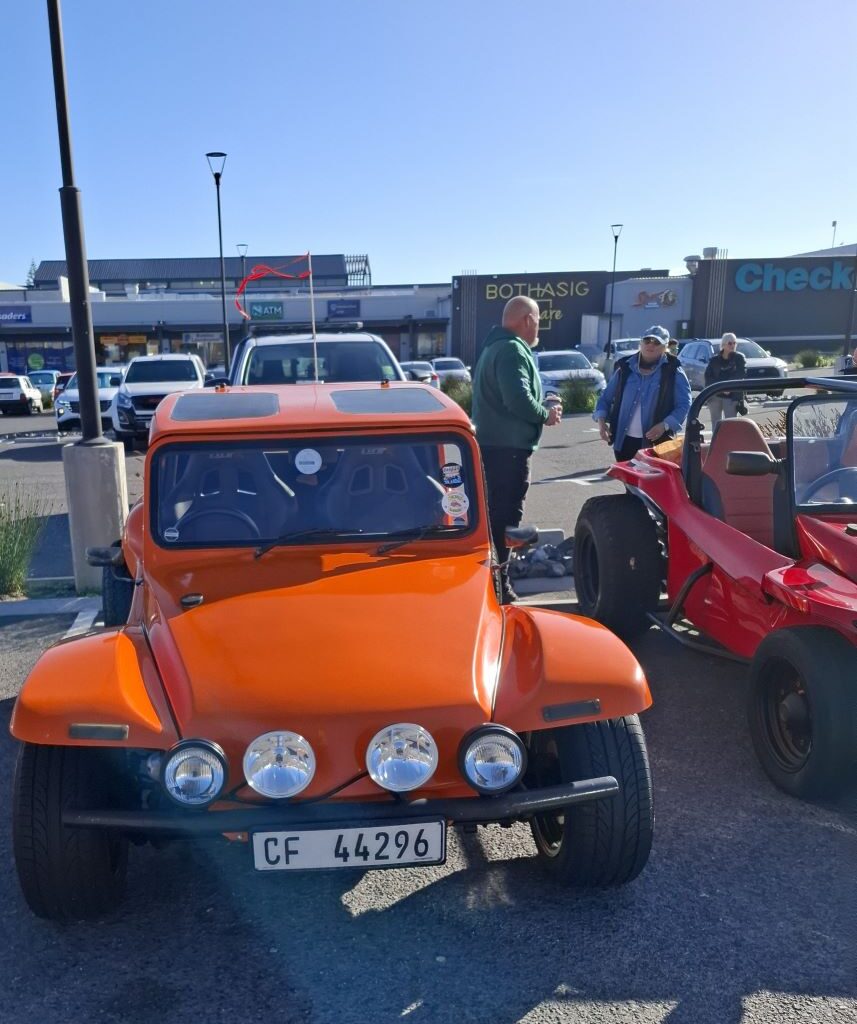 Brent & Sam’s vibrant ‘Mango’ Beach Buggy on the Cape Buggy Tour 2025.