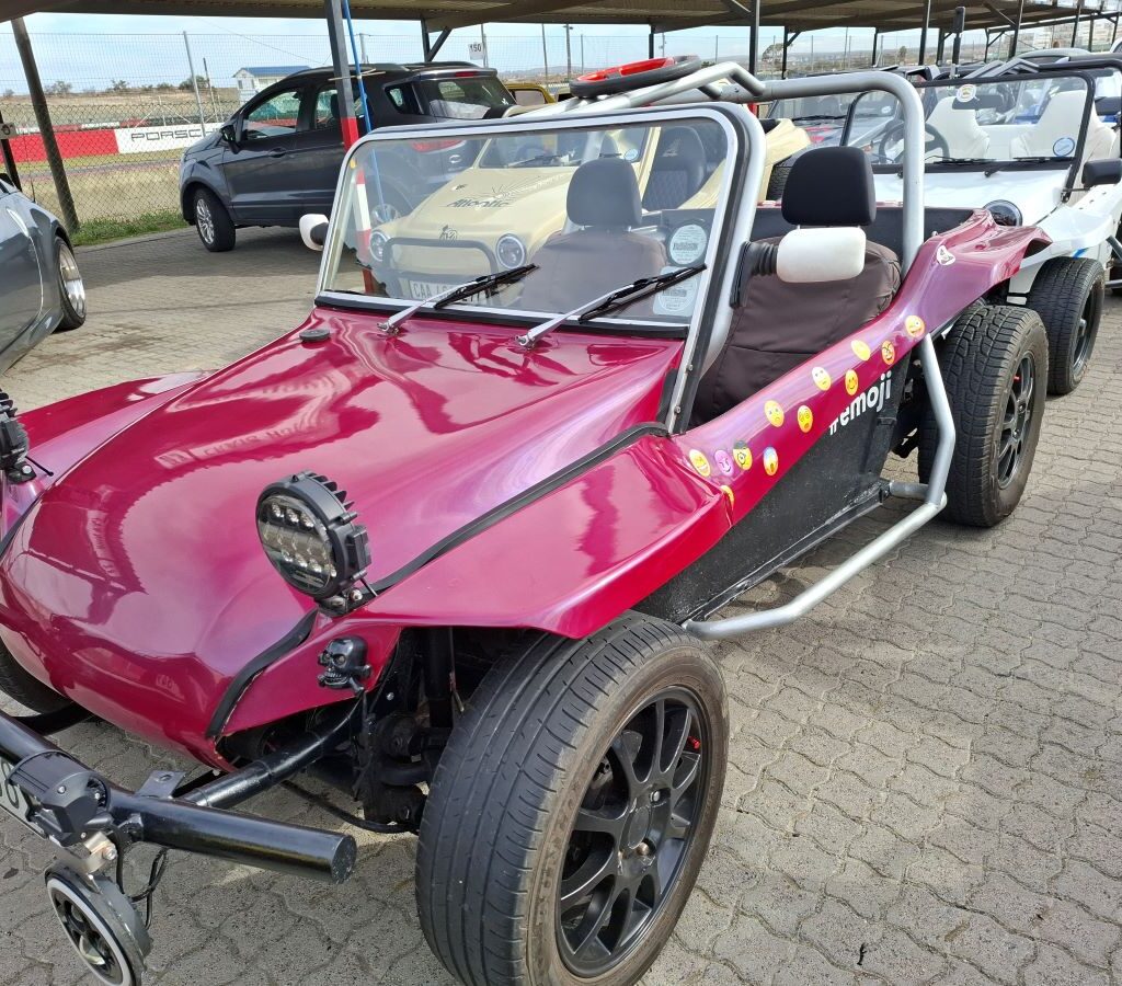 Gary Fleming's eye-catching pink Beamish beach buggy, nicknamed "Emoji 3," on display at the Wild Buggers Reach for a Dream charity run.