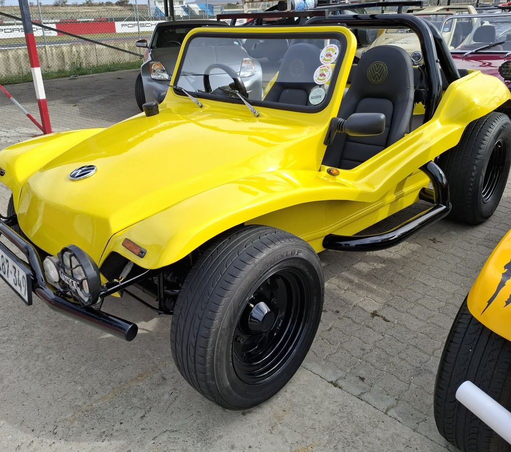 Anthony Jenkins' bright yellow Salamander beach buggy, nicknamed "Bumble Bee," at the Wild Buggers Reach for a Dream charity run.