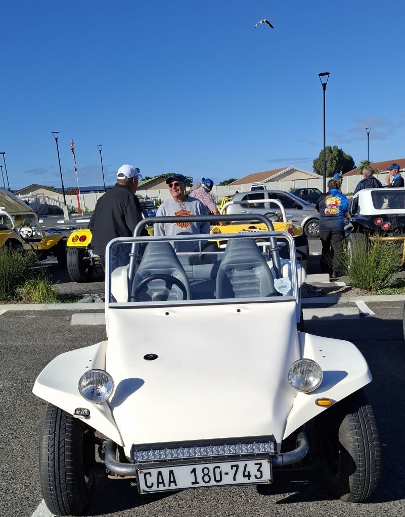 White Beamish Beach Buggy at Cape Buggy Tour 2025, showcasing vintage VW design and coastal cruising style.
