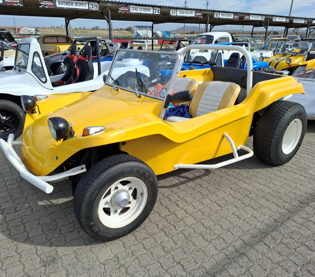 Jacques La Grange's sunny yellow Beamish beach buggy, affectionately nicknamed "Pumba," at the Wild Buggers Reach for a Dream charity run.
