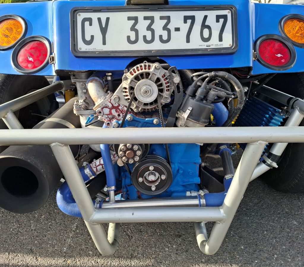 Johan Sauerman’s custom beach buggy featuring a rear-mounted rotary (Wankel) engine at the Wild Buggers Reach for a Dream charity run.