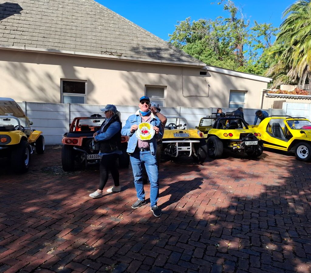 Jacques proudly displaying his new Wild Buggers member Colours, symbolizing his dedication to the crew at the Cape Buggy Tour 2025.