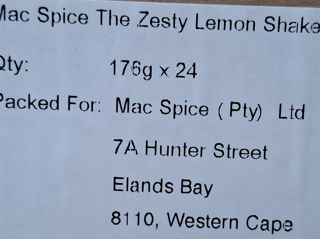 A container of 'Mac spice', a special blend given to Wild Buggers club members by John, their "Mauritius" guide, during Tony & Sue's Adventure.