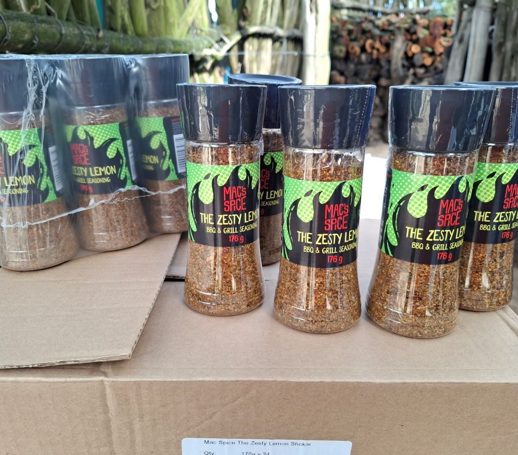 A close-up shot of a container of 'Mac spice', the special braai seasoning made and generously gifted by John, the "Mauritius" guide, to The Wild Buggers Beach Buggy Club during Tony & Sue's Adventure.