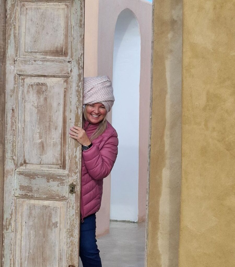 Sam Gerin Vanderweijde posing in a scene that looks like it's from Disney's Aladdin, within the "Morocco" themed area of The Wild Buggers' Tony & Sue's Run.