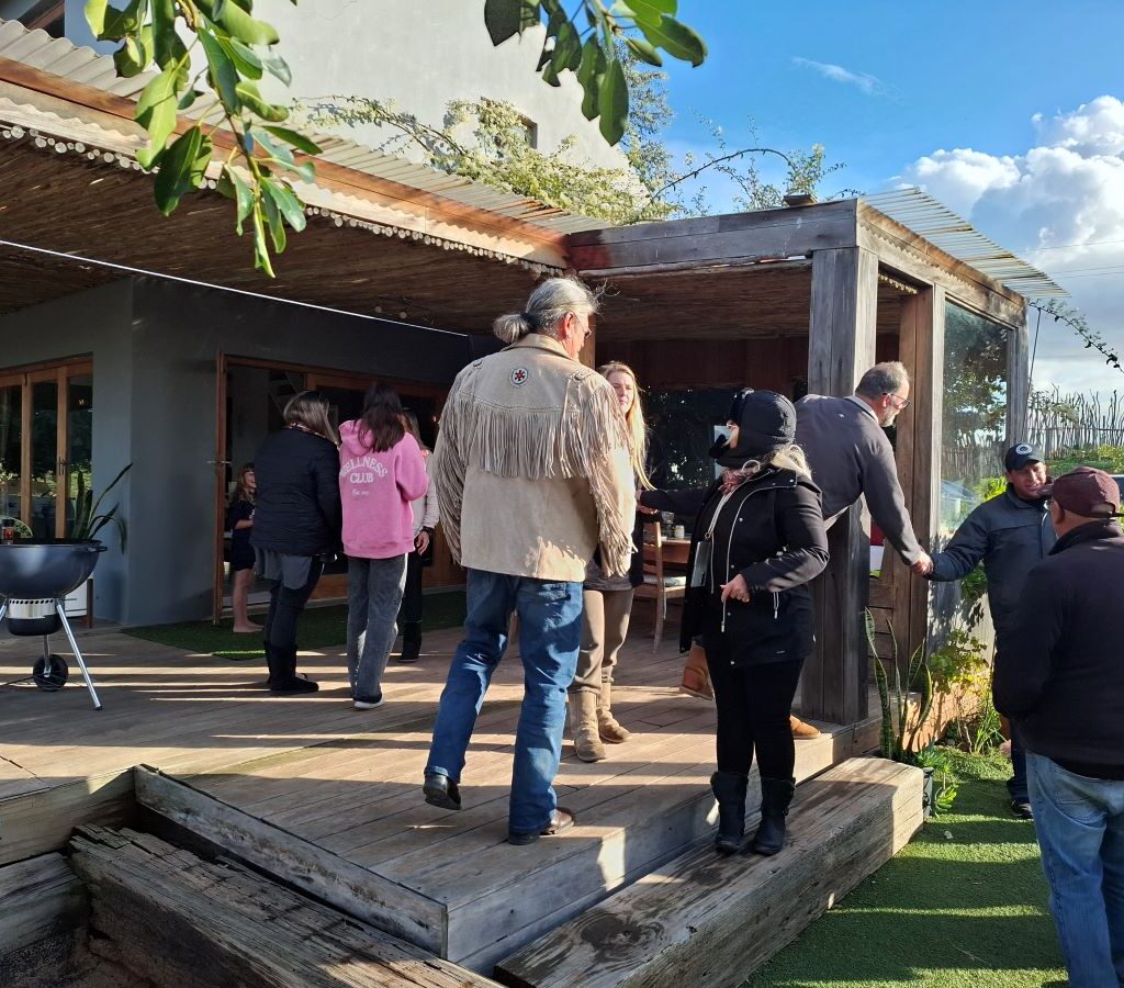 Wild Buggers club members gathered at John's house, saying goodbye and thanking him for hosting and guiding them during Tony & Sue's Run.