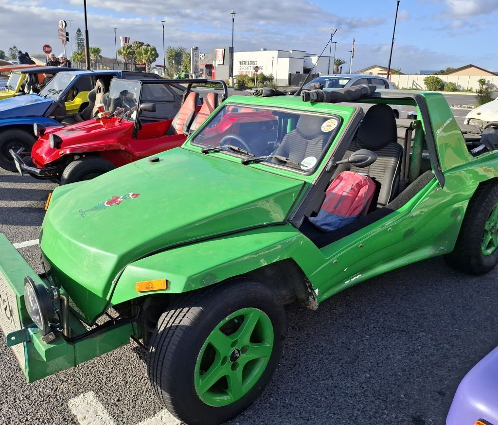 Anton & Mickey's green Kango beach buggy 'Shrek' with Datsun 1400 motor at Wild Buggers 'Revving Up for the Lens' cruise