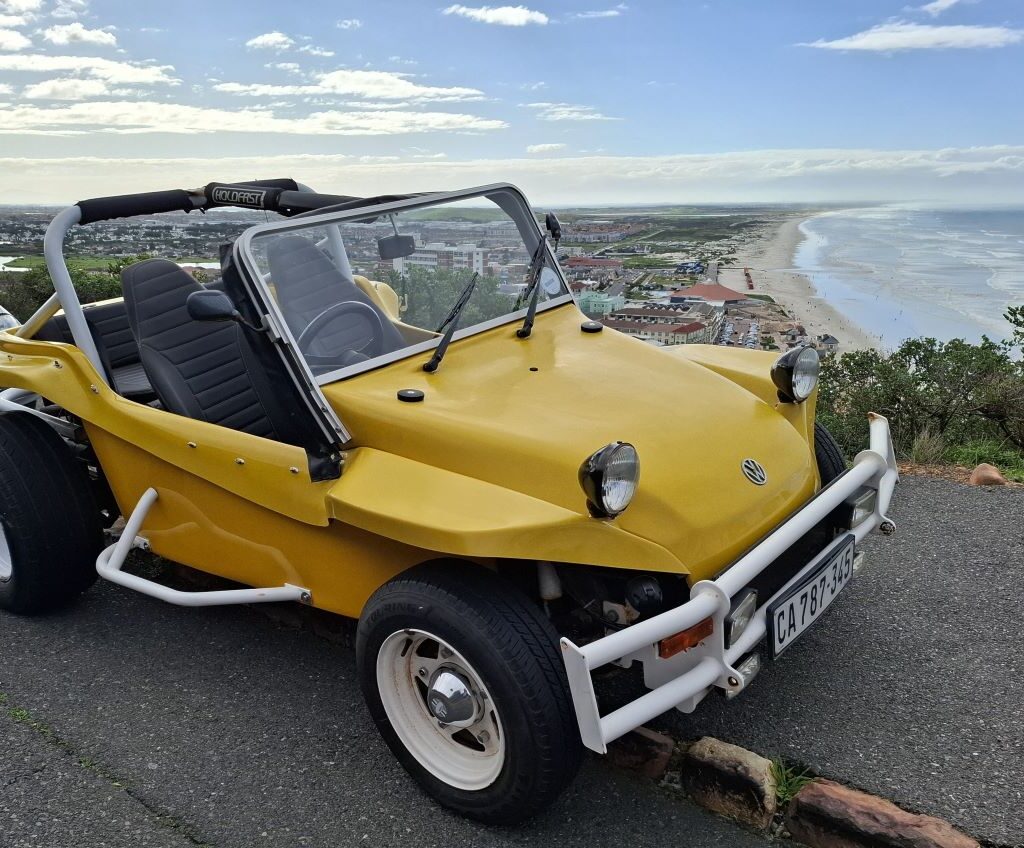 Yellow VW Air-Cooled Beamish beach buggy with large, serious front bumper at Wild Buggers 'Revving Up for the Lens' cruise