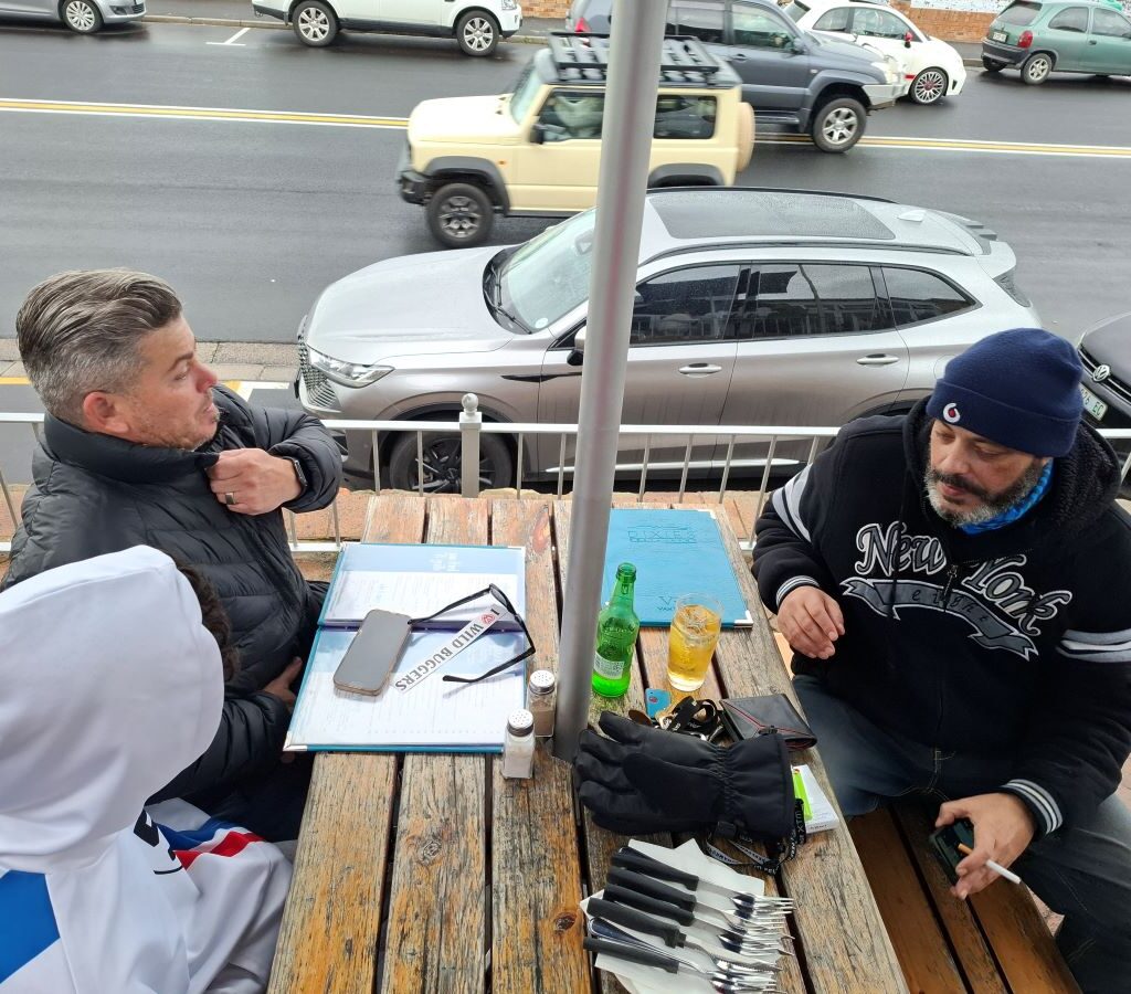 Wiehann chatting with new Wild Buggers club members at Dixies Restaurant