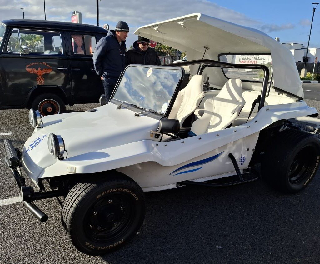 Nick's white VW Air-Cooled Beamish beach buggy with Herbie 53 stripes at Wild Buggers 'Revving Up for the Lens' cruise