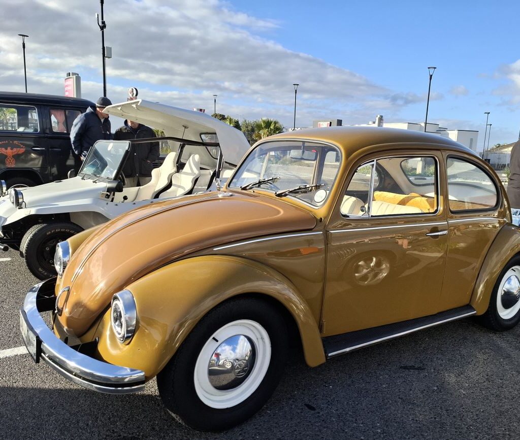Jade's brand new rebuilt yellow VW Air-Cooled Beetle 'Bumble' at Wild Buggers 'Revving Up for the Lens' cruise