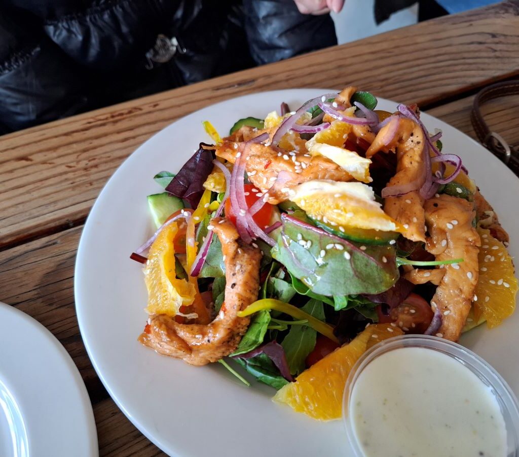 A close-up photo of a plate of food, showing a generous, large portion, served at the Botrivier Hotel.
