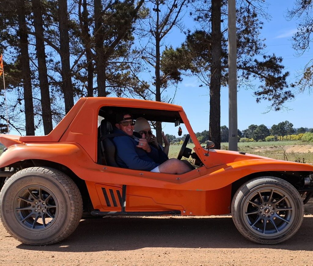 Brent's VW Beach Buggy, "The Wasp," is pictured on a quick roadside pitstop during a Wild Buggers run.